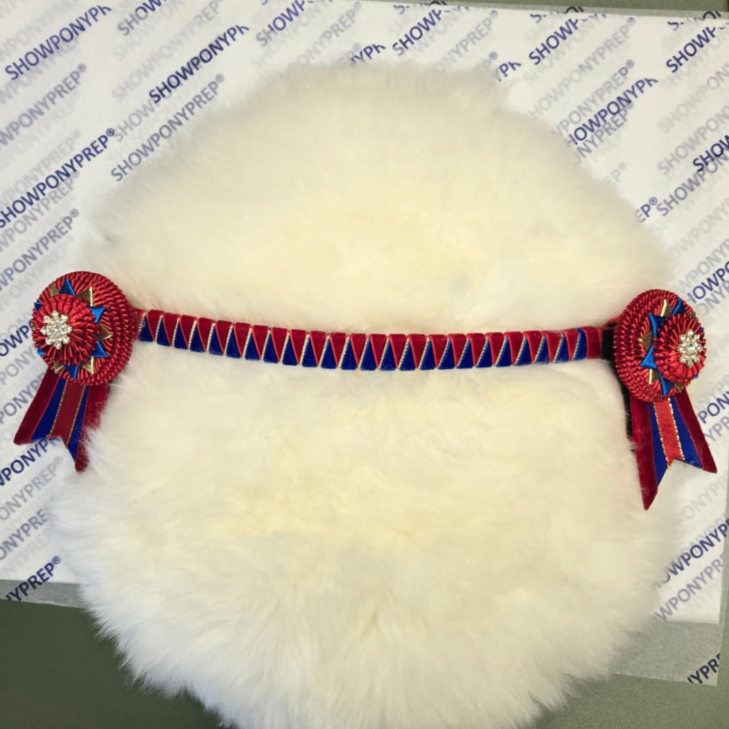 14.5” Red, Royal Blue & Gold Browband