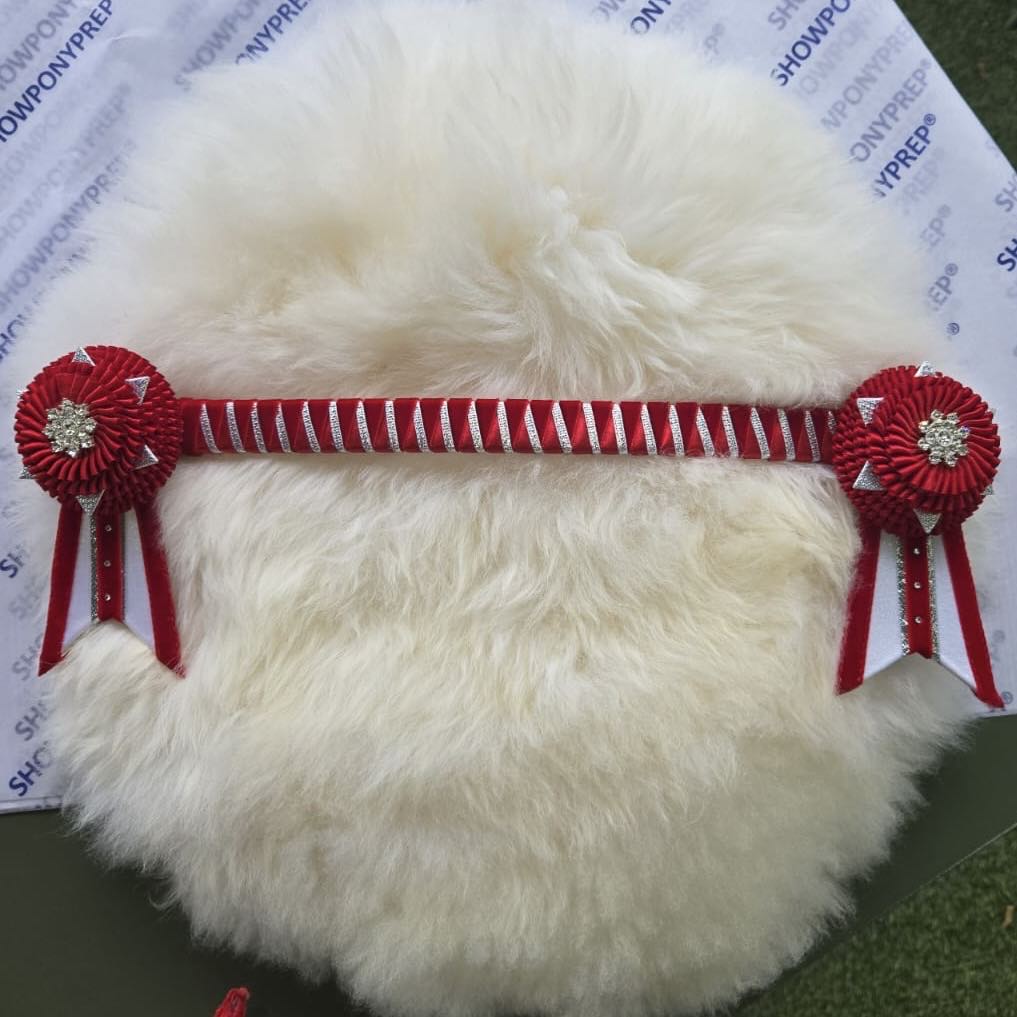 15" Red, White & Silver Browband