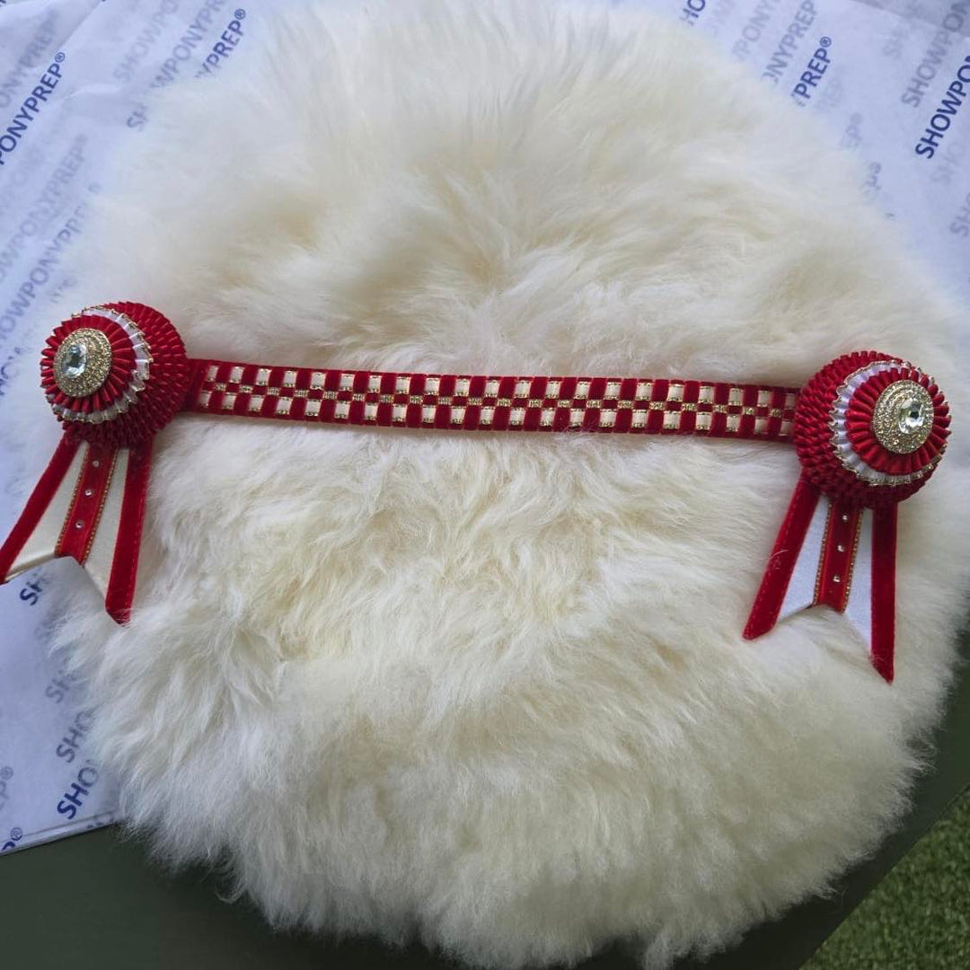 14" Red, White & Gold Checkboard Browband