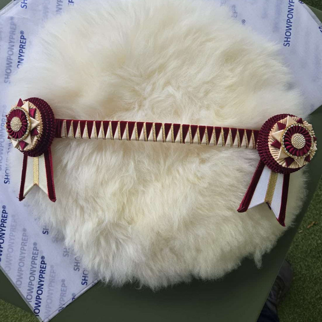 15.5" Burgundy, Cream & Gold Browband
