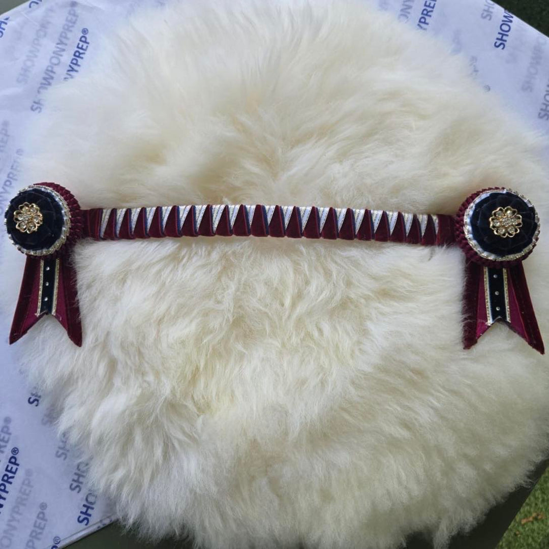 14" Burgundy, White & Navy Browband