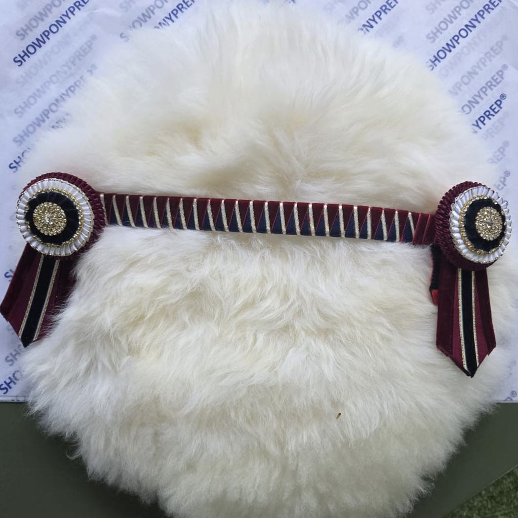 14" Burgundy, Navy, White & Gold Browband