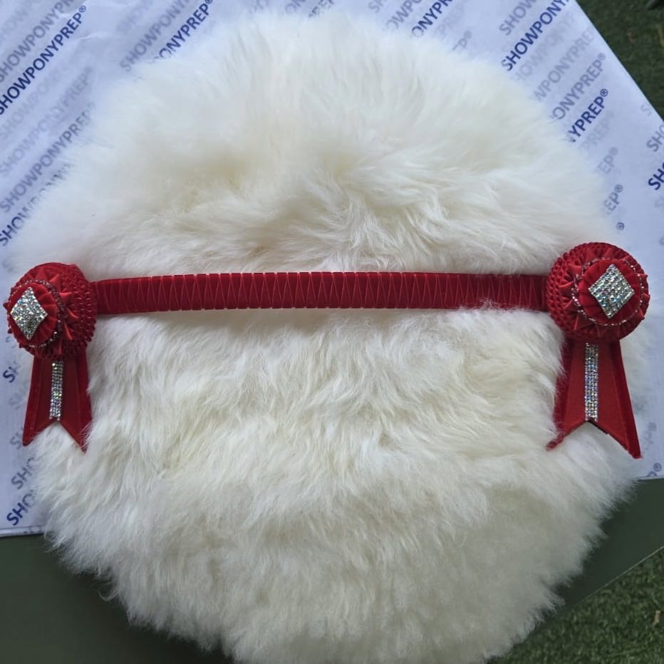 15" Red Velvet & Silver Diamante Browband