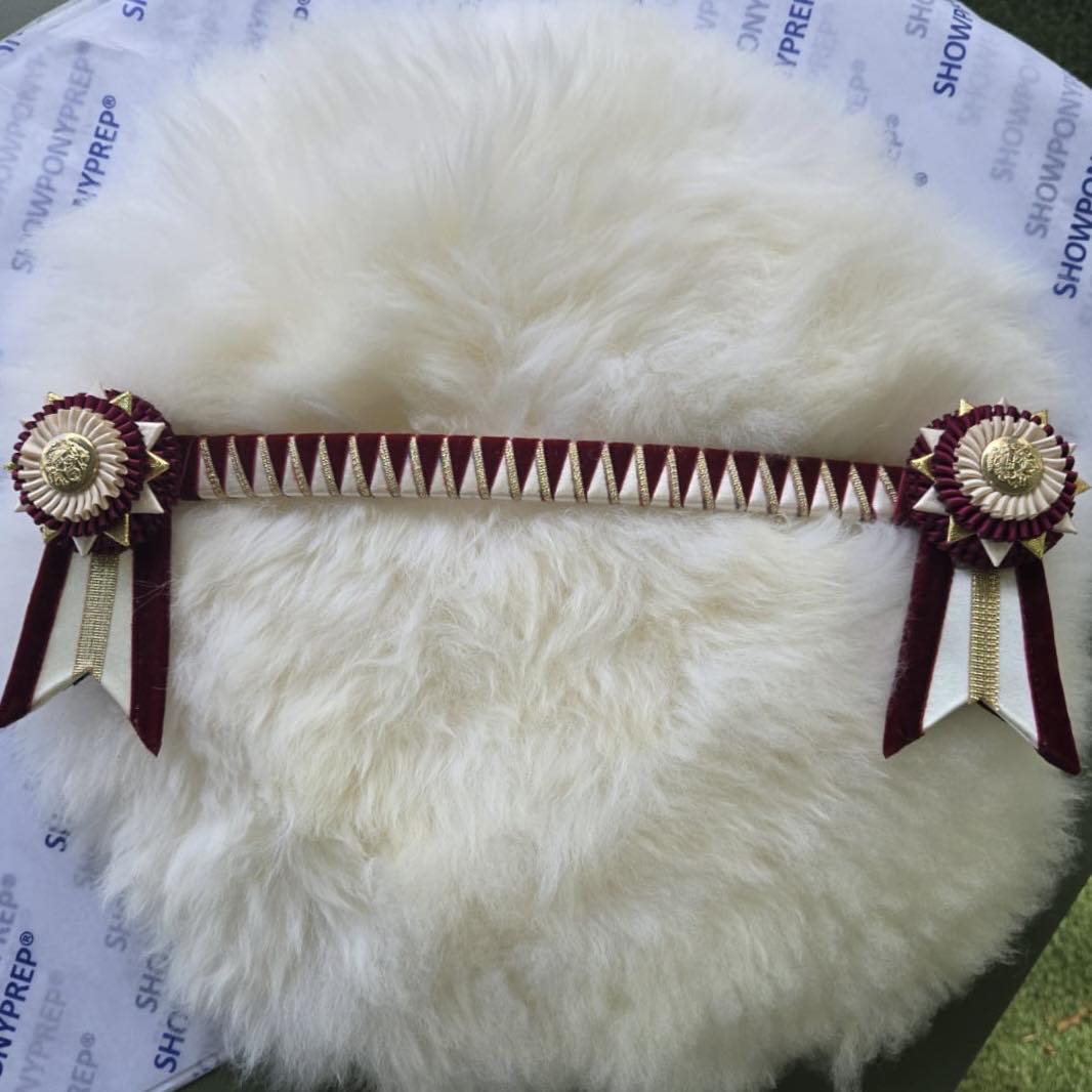 14" Burgundy, Cream & Gold Browband