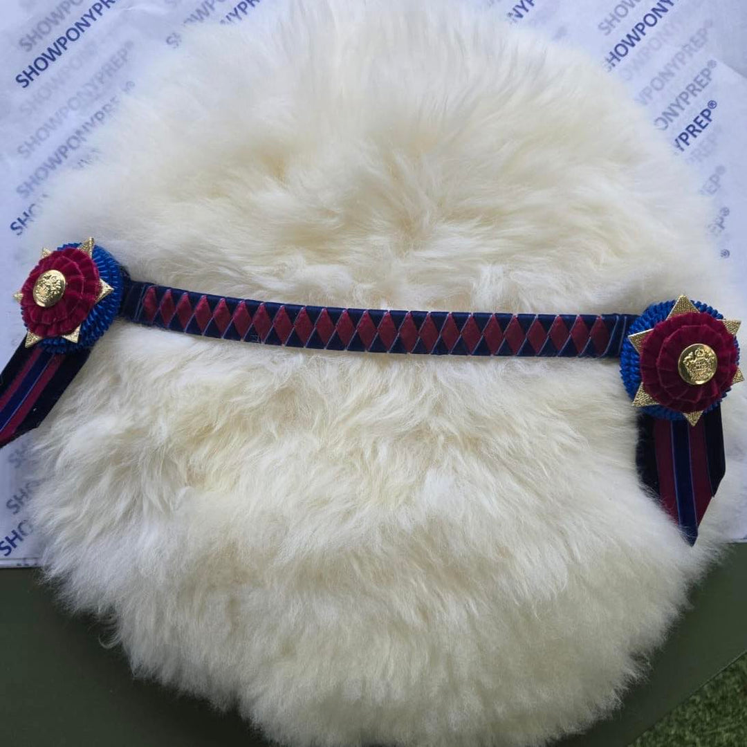 14" Burgundy, Navy & Gold Browband