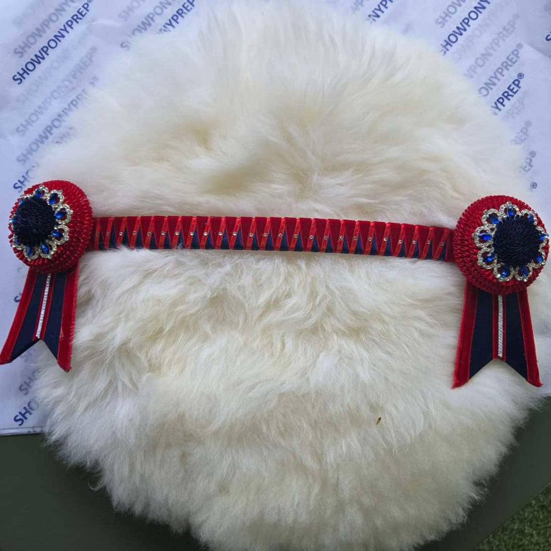 14.5" Red & Navy Browband